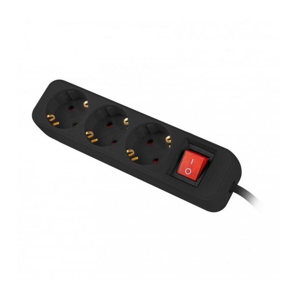 Regleta lanberg 3 tomas schuko con protecion negra 1.5m