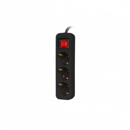 Regleta lanberg 3 tomas schuko con protecion negra 1.5m
