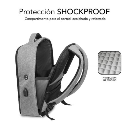 Mochila para portatil subblim secure v2 ap 16 pulgadas negro - gris