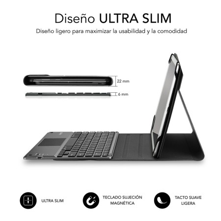 Funda + teclado subblim keytab pro para tablet 9.6 pulgadas - 10.8 pulgadas negro