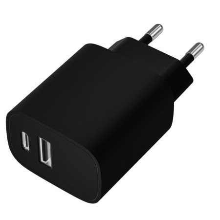 Cargador de pared leotec 20w carga rapida 1 usb tipo - c pd 1 usb - a negro