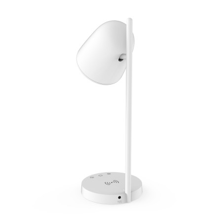 Lampara sobremesa muvit io wifi blancos + base carga inalambrica