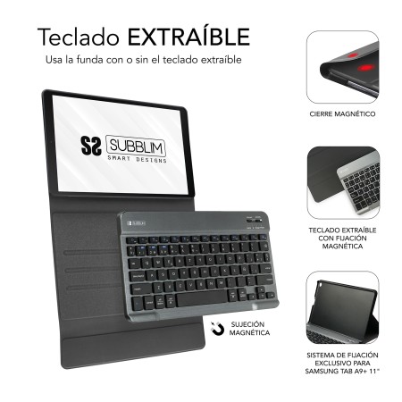 Funda + teclado subblim keytab pro para tablet samsung a9+ 11 pulgadas