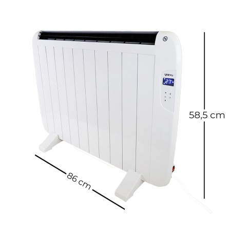 Yoevu -  radiador eléctrico bajo consumo - 10 elementos - 1500 w - temporizador - programable - mando a distancia - pantalla lcd
