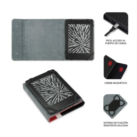 Funda subblim clever ebook case 6 pulgadas rojo - negro - blanco