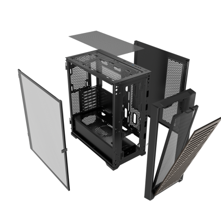 Caja phoenix artisan noble negra con frontal de madera atx cristal templado gaming cristal templado filtros antipolvo tipo c