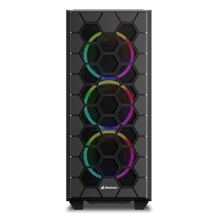 Caja ordenador gaming rgb hex atx 2 x usb 3.0 1 x usb tipo c sin fuente negro
