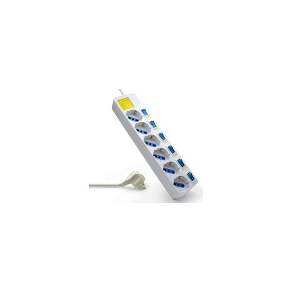 Regleta ewent 6 tomas con encendido y apagado blanco