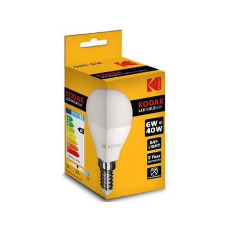 Bombilla led kodak esferica golf g45 -  e14 -  480lm -  dia 6000k -  6w40w -  no regulable