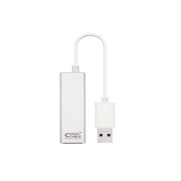 Cable conversor usb 3.0 a gigabit ethernet nanocable 10 - 100 - 1000mbps 15cm -  macho - hembra -  aluminio