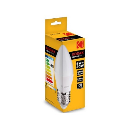 Bombilla led kodak vela c37 -  e27 -  480lm -  calido 3000k -  6w - 40w -  no regulable
