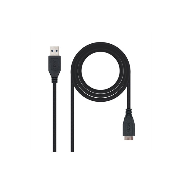 Cable usb 3.0 tipo a a micro usb tipo b nanocable 2m -  macho - macho -  negro