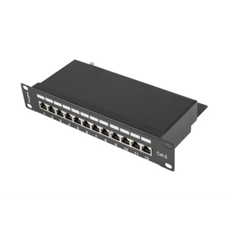 Patch panel lanberg 12 puertos 1u cat.6 10 pulgadas blindado negro