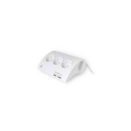 Regleta de escritorio ewent 5 tomas de corriente -  2 puertos usb -  blanco