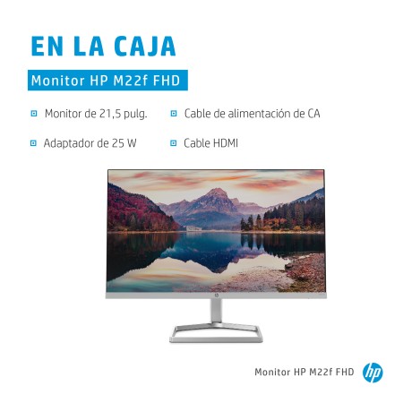 Monitor hp m22f 21.5 pulgadas fhd 5ms vga -  hdmi -  1920x1080 -  cable hdmi incluido