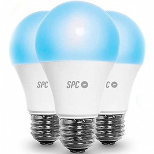 Bombilla inteligente spc aura 1050 10w pack 3 uds 2700 - 6500k -  16 mill.colores -  ø70 -  spc iot -  comando voz