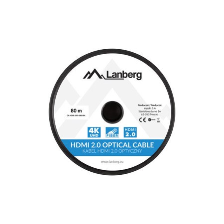 Cable hdmi lanberg m - m v2.0 optico aoc 80m negro
