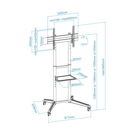 Soporte de suelo tv tooq fs1170m - b ramses 37 pulgadas -  70 pulgadas