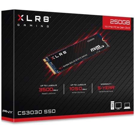 Disco duro interno ssd pny xlr8 cs3030 250gb m.2 pcie nvme