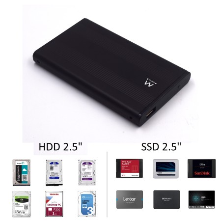 Carcasa portatil ewent para discos duros -  usb 2.0 -  sata 2.5 pulgadas