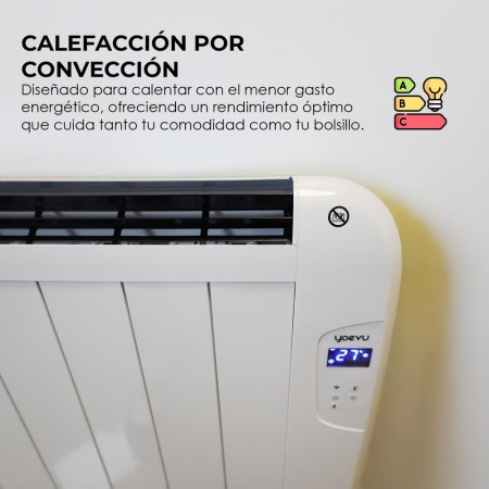 Yoevu -  radiador eléctrico bajo consumo - 4 elementos - 600 w - temporizador - programable - mando a distancia - pantalla lcd -