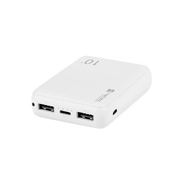 Powerbank natec trevi compact 10000 mah 2xusb - a usb - c blanco