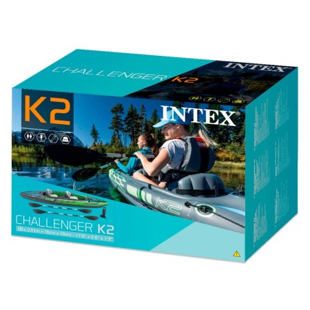 Intex 68306 -  kayak hinchable k2 2 personas con 2 remos y bomba