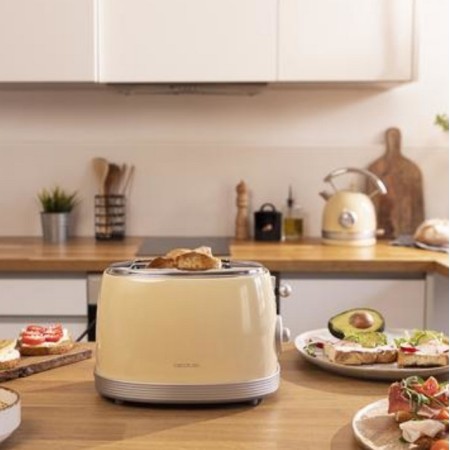 Tostadora cecotec toast and taste 800 vintage light yellow