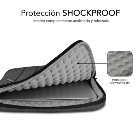 Funda subblim air padding 360 sleeve para portatil 13.3 pulgadas - 14 pulgadas gris oscuro