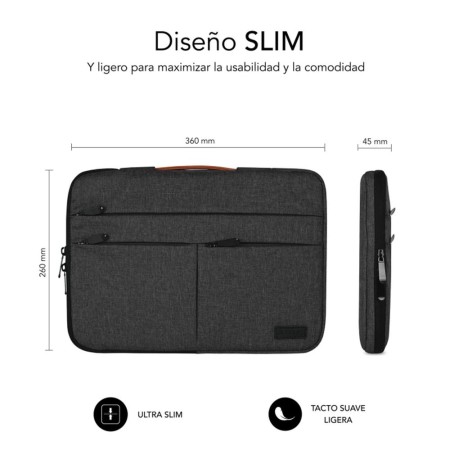 Funda subblim air padding 360 sleeve para portatil 13.3 pulgadas - 14 pulgadas gris oscuro