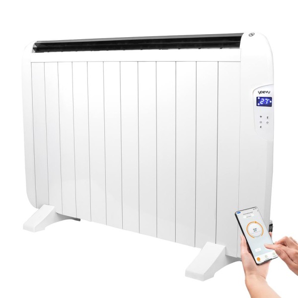 Yoevu -  radiador eléctrico bajo consumo - 12 elementos - 2000 w - temporizador - programable - mando a distancia - pantalla lcd